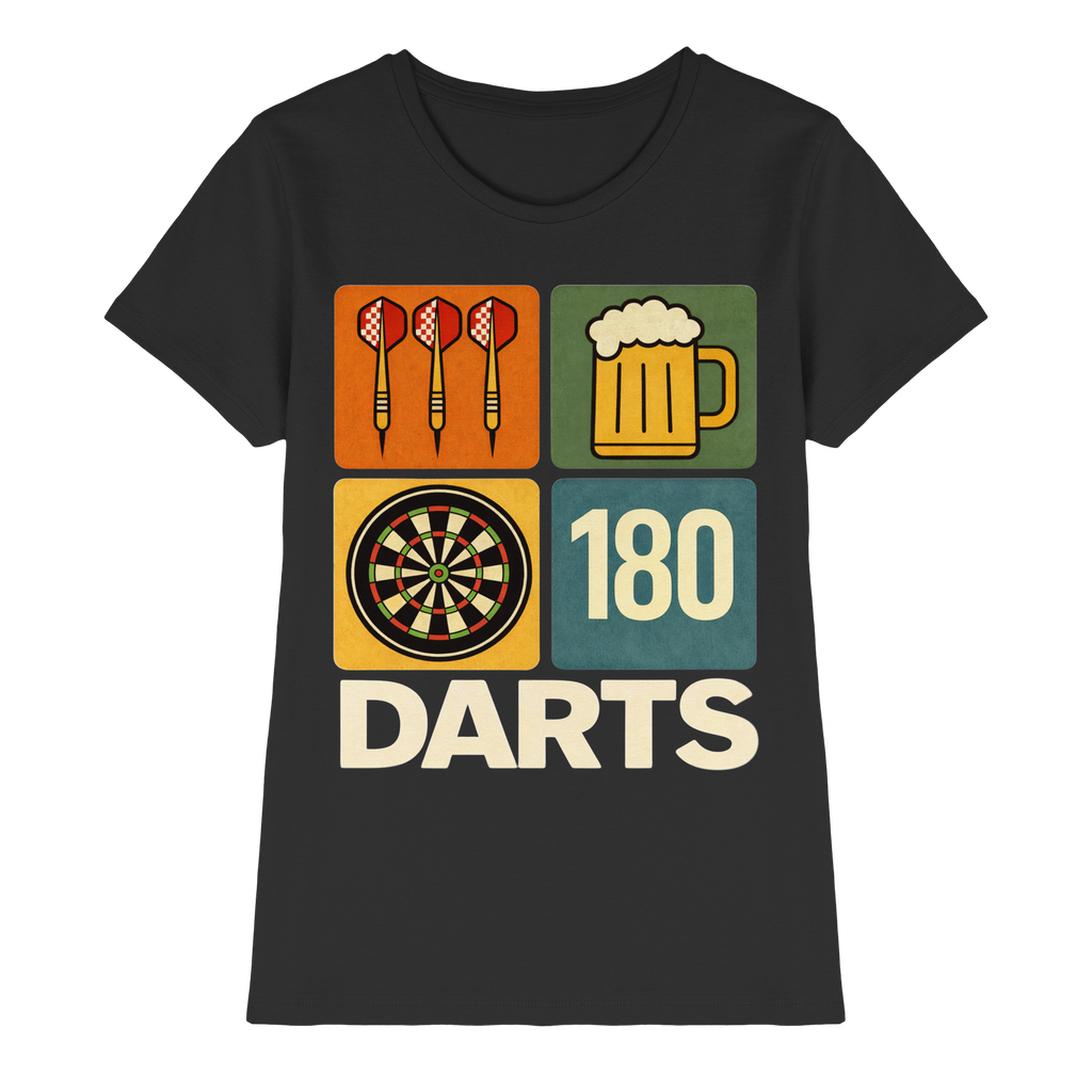 Darts & Beer – Vintage 180 Design - Ladies Premium Shirt
