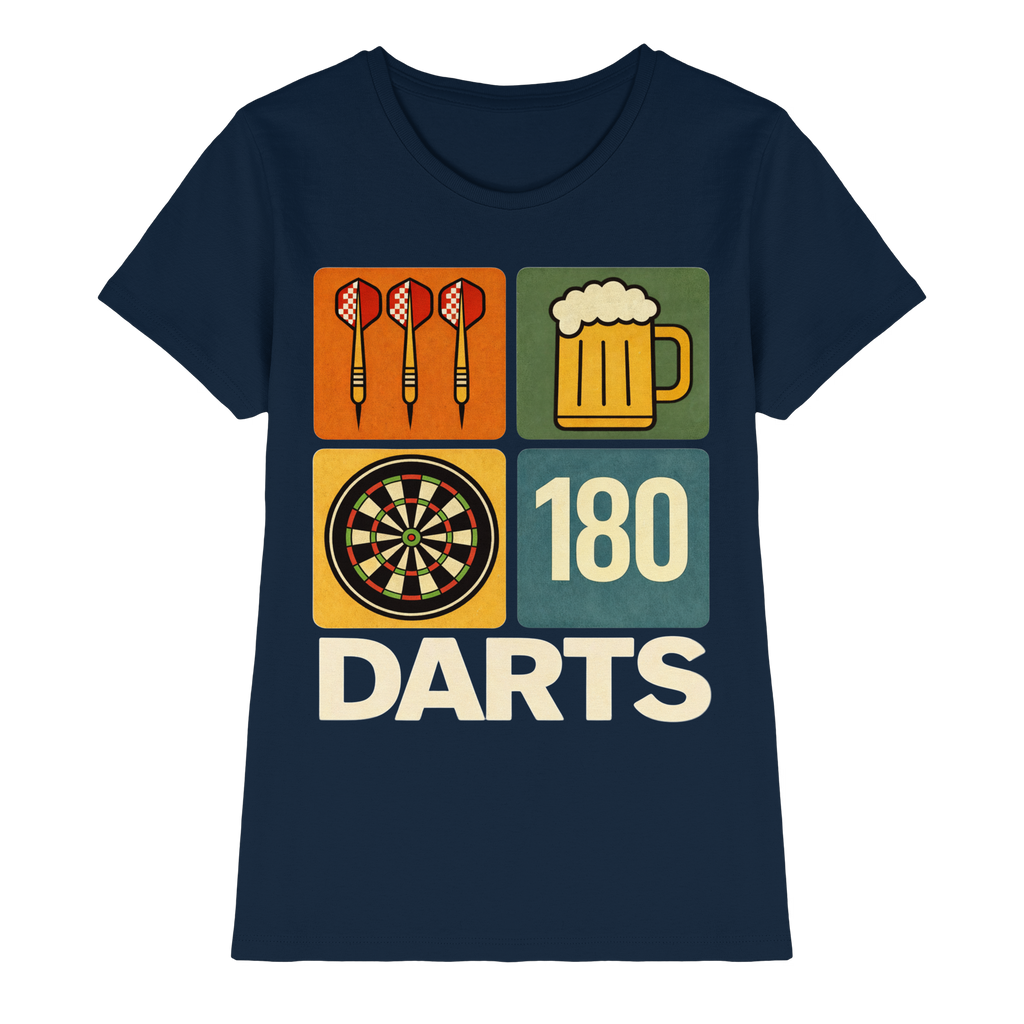 Darts & Beer – Vintage 180 Design - Ladies Premium Shirt